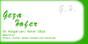 geza hofer business card