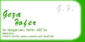 geza hofer business card